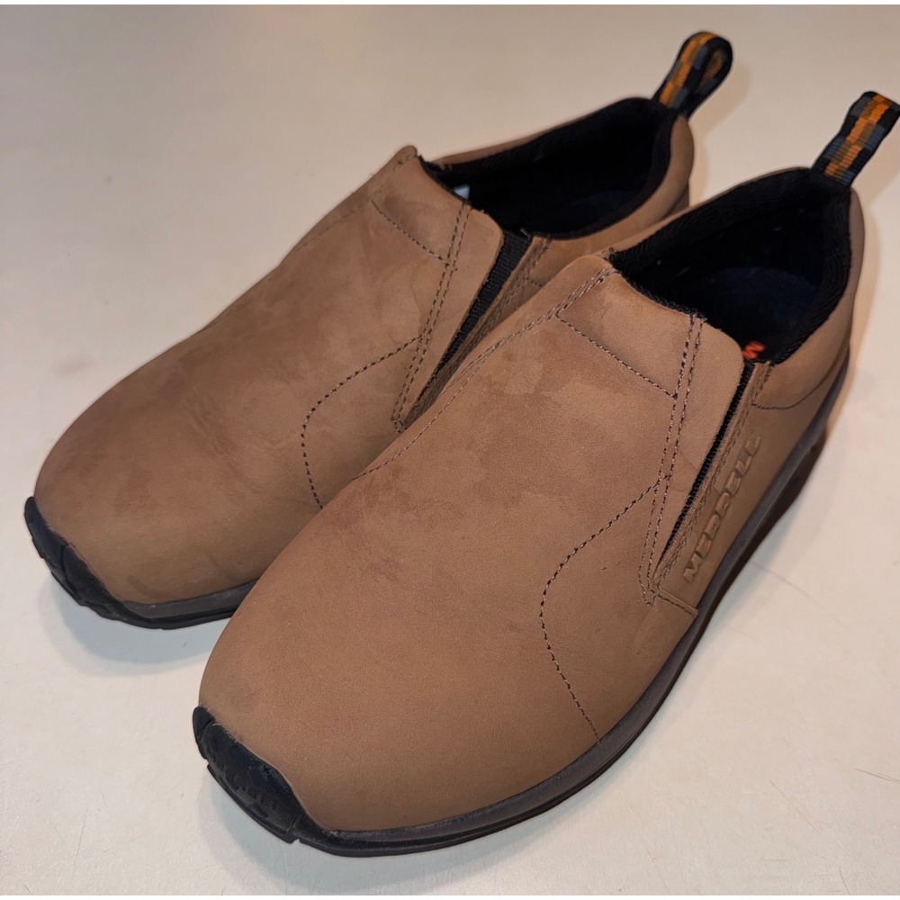 Merrell Mens Jungle Moc Tan Nubuck Leather Slip On Hiking Shoes Loafers Size 9W